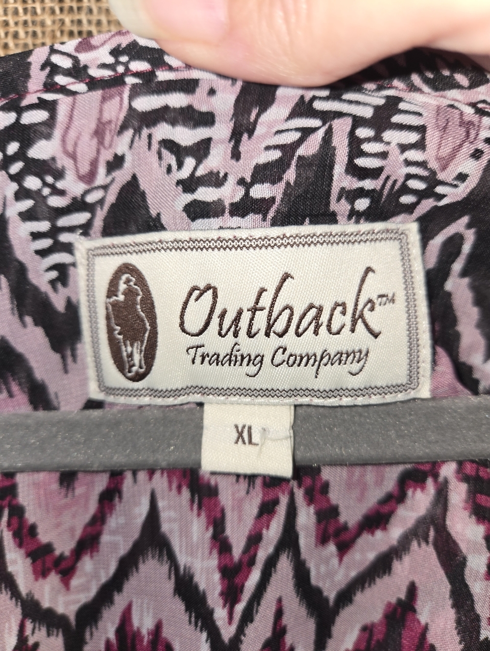 Outback Trading Company V-Neck Western Peasant Blouse Purple and Black XL - Picture 7 of 12